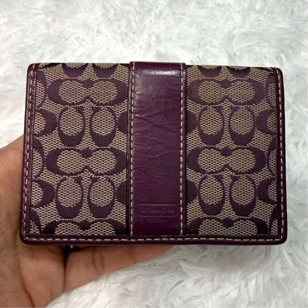 y2k COACH Purple Signature Canvas Card Holder